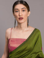 Suta Green Pink Colourblocked Saree - Distacart