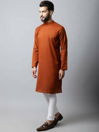 Even Apparels Brown Color Pure Cotton Men's Kurta With Side Placket (SLD1137) - Distacart