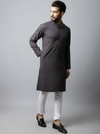Even Apparels Black Color Pure Cotton Men's Kurta With Band Collar (CHK1166) - Distacart