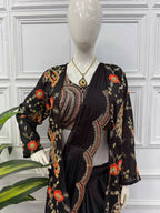 Teeya Creation Black Color Chinon Silk Designer Embroidery Work Ready To Wear Saree With Koti - Distacart
