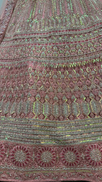Jyoti Fashion Women's Pink Heavy Net Fancy Dori, Multi Thread, Rainbow Sequins and Diamond Work Wedding Lehenga Choli