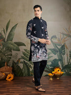 Vastranavya Black Exclusive Festival Wear Viscose Silk Thread & Sequence Embroidered Work Kurta