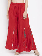 Mominos Fashion Red Mirror Palazzo