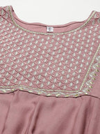 Yufta Pink Embroidered Ethnic Midi Dress