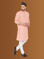 Even Apparels Men's Pure Cotton Orange Kurta