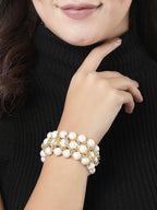 NVR Women White Beaded Elasticated Bracelet - Distacart