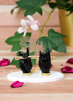 House Of Wemy Gold-Polished Lord Krishna Hands Idol with Flute and Pecock Feather - Black