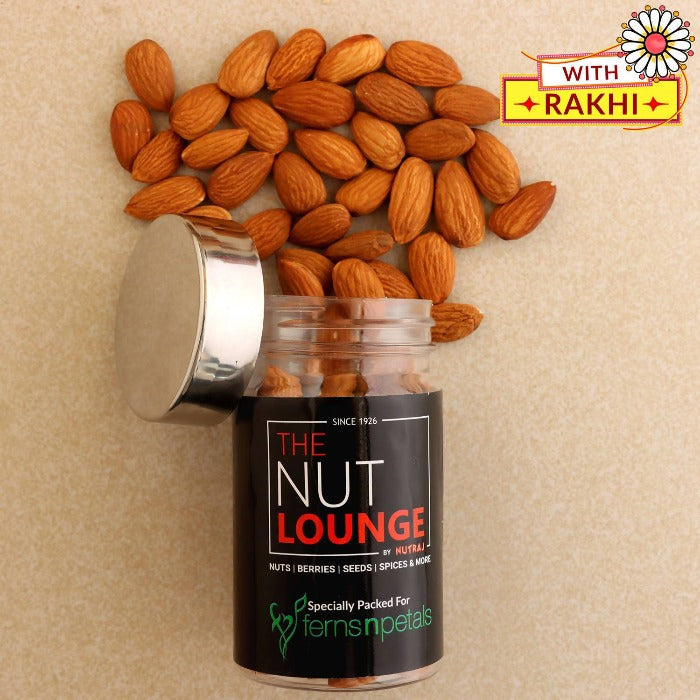 Special Kundan Rakhi and Almonds Jar Combo