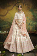 House of Panchhi Off White Pure Silk Moti & Zarkan heavy embroidery Lehenga choli & Dupatta