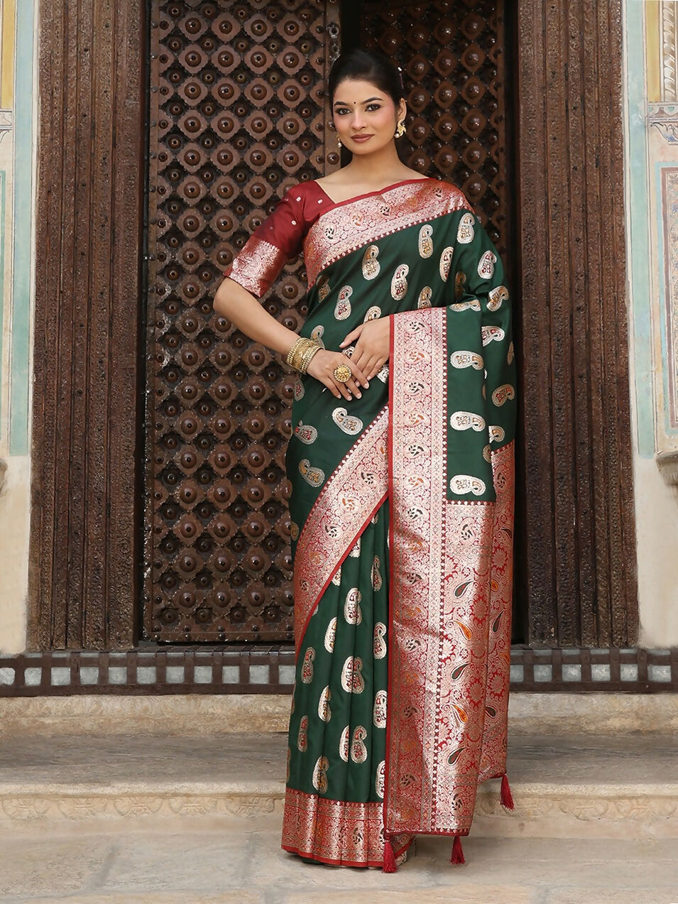 Shree Shyam Fashion Green Silk Saree - Distacart