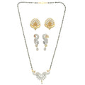 AanyaCentric Gold-Polished Mangalsutra with Pendant, 2 Pair Earrings