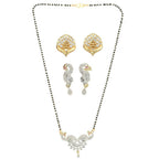 AanyaCentric Gold-Polished Mangalsutra with Pendant, 2 Pair Earrings