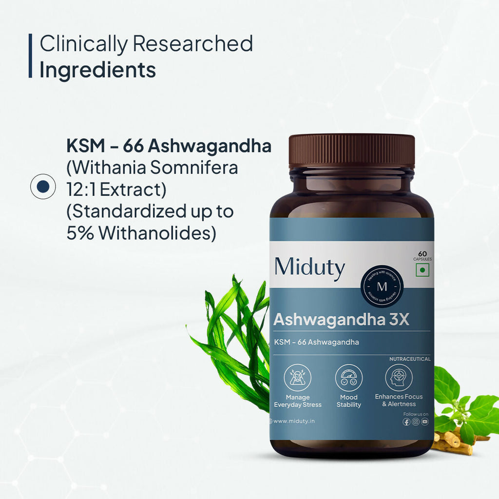 Miduty KSM 66 Ashwagandha 3x capsules