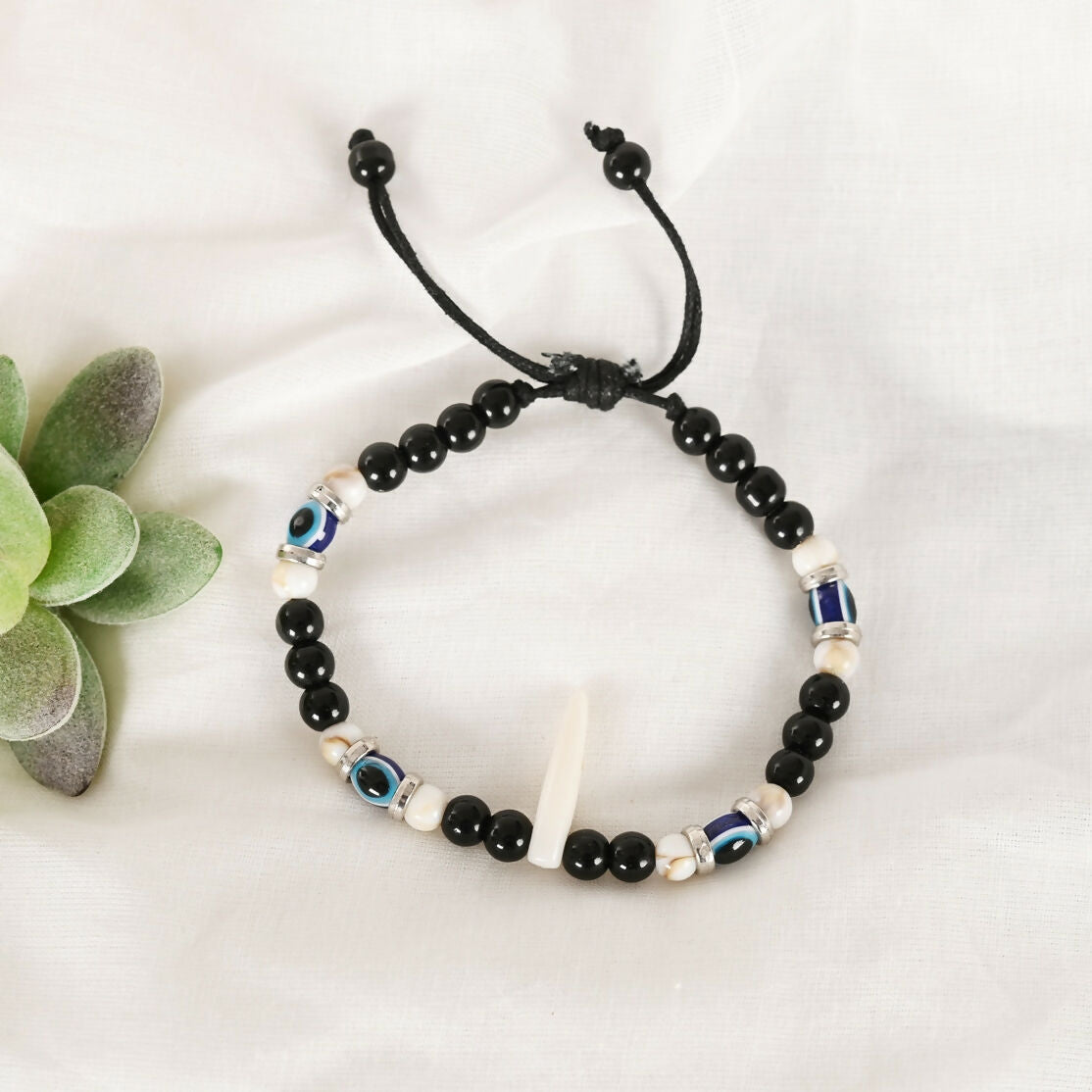 NVR Men & Women Pearl Evil Eye Adjustable Bracelet - Distacart