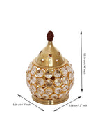 eCraftIndia Gold-Toned & Transparent Crystal & Brass Akhand Diya
