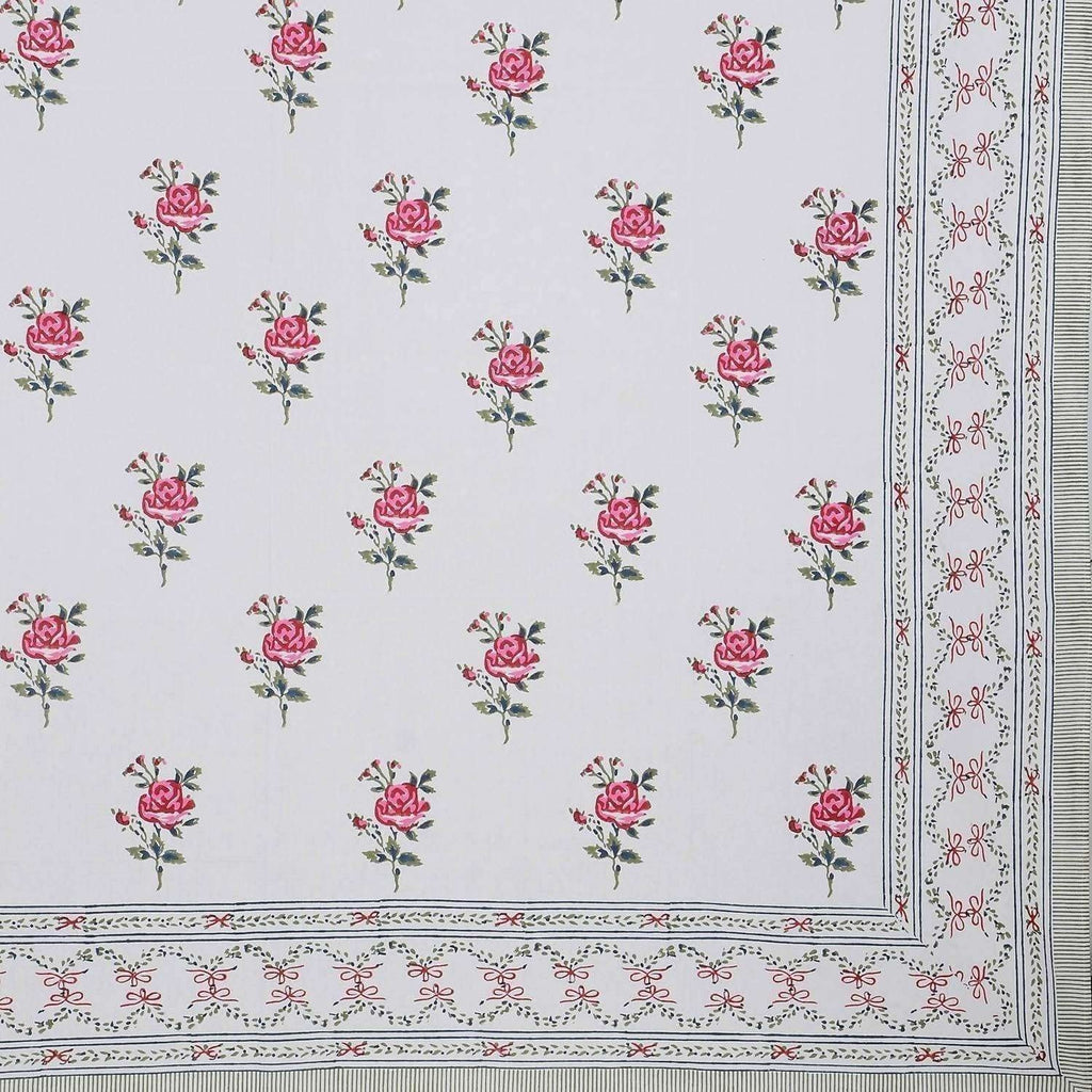 Hand Block Printed Double/Queen 90x108 Inches Bedsheet/Bedspread with 2 Pillow Covers