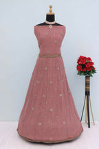 Vastranavya Peach Georgette Embroidered Sequins Work Anarkali Style A Line Suits