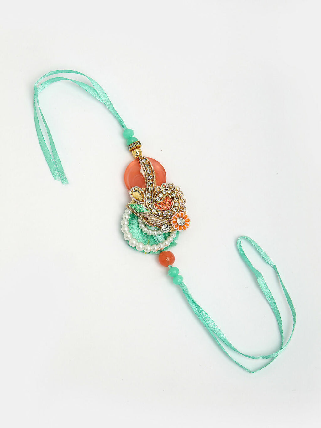 NVR Women & Men Set of 2 Multicolor Stone-Studded & Beaded Bhaiya Bhabhi Rakhi With Roli Chawal - Distacart