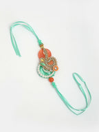 NVR Women & Men Set of 2 Multicolor Stone-Studded & Beaded Bhaiya Bhabhi Rakhi With Roli Chawal - Distacart