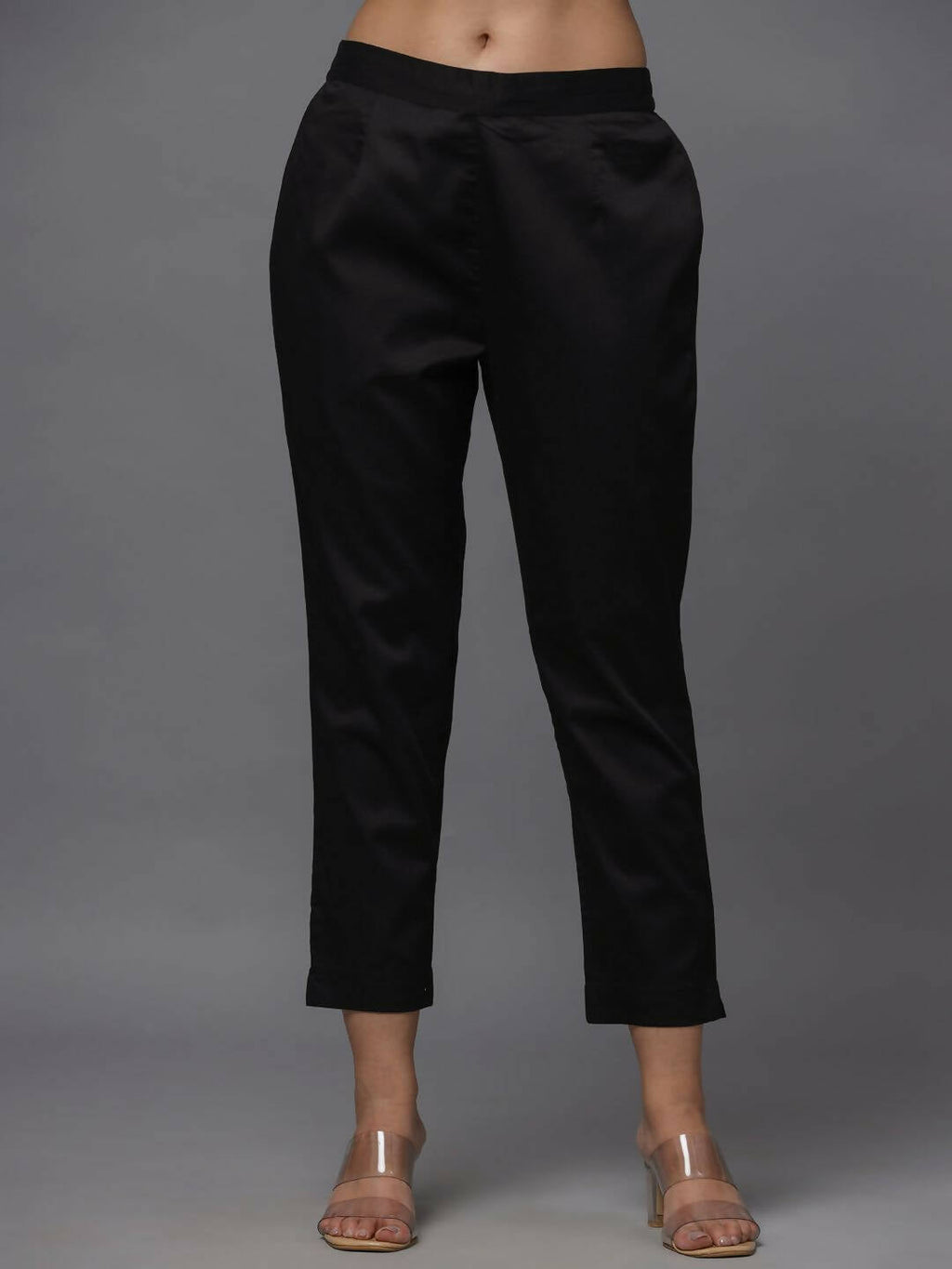 Juniper Women's Black Solid Straight Slim Pant - Distacart