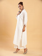 BohoJazz Classic Signature Hand-Embroidered Kurta Pant - White - Distacart