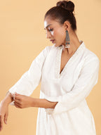 BohoJazz Classic Signature Hand-Embroidered Kurta Pant - White - Distacart