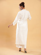 BohoJazz Classic Signature Hand-Embroidered Kurta Pant - White - Distacart
