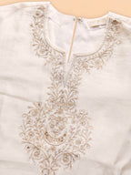 BohoJazz Sunehri Embroidered Kurta Pants with Dupatta - Ivory - Distacart