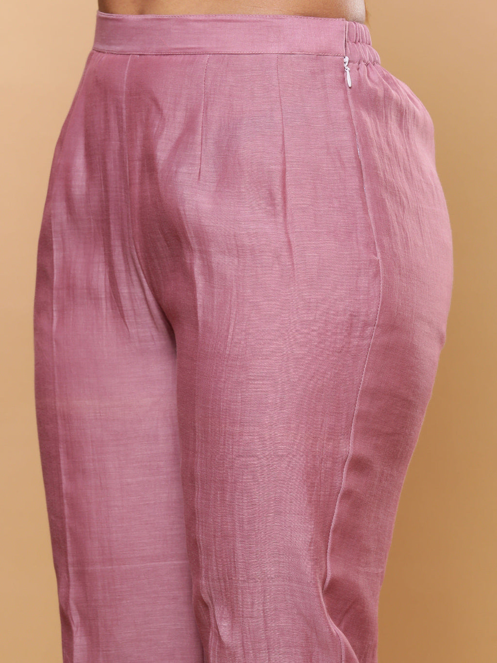 BohoJazz Nazm Embroidered Kurta Pants with Dupatta - Mauve - Distacart