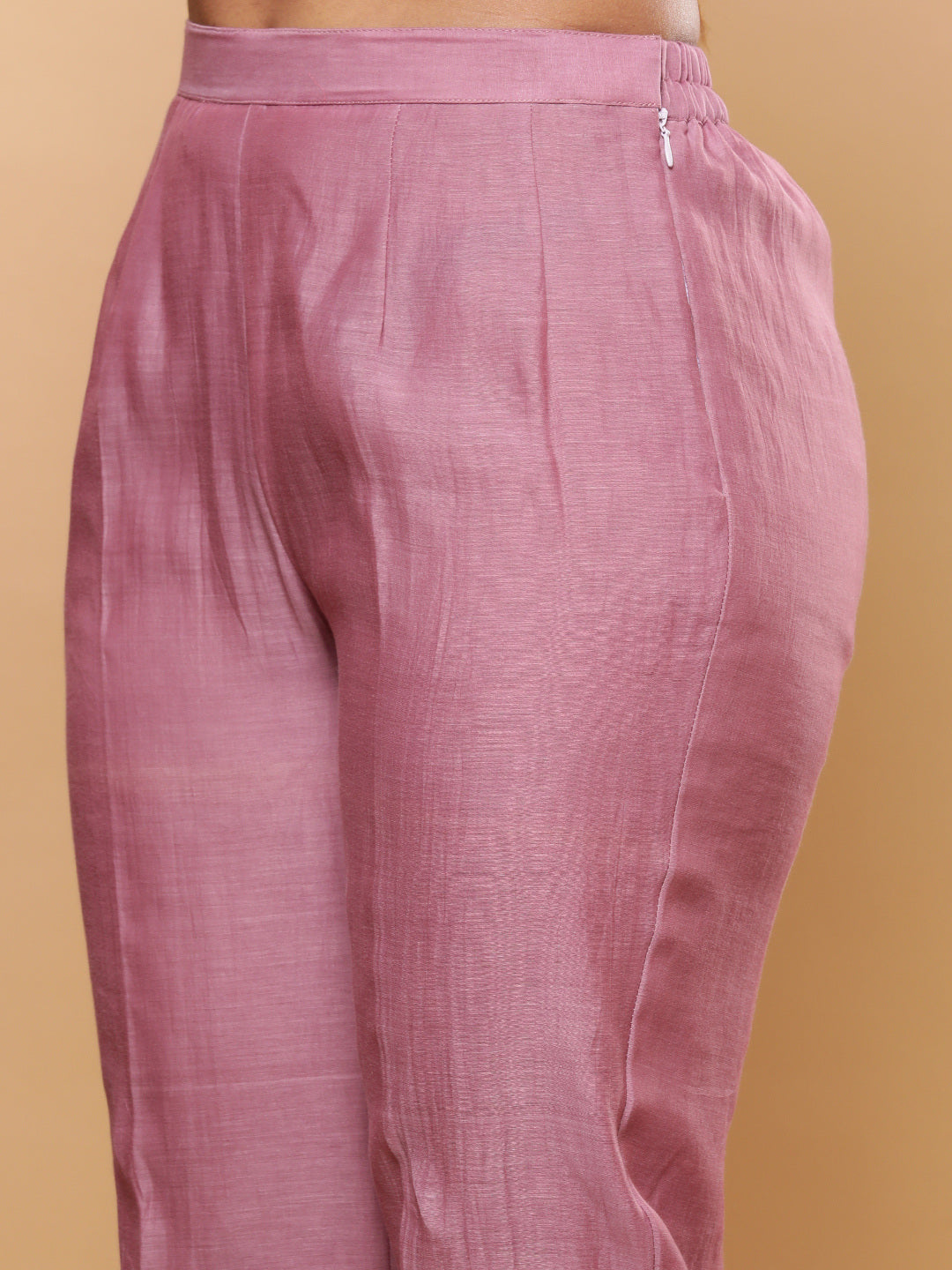 BohoJazz Nazm Embroidered Kurta Pants with Dupatta - Mauve - Distacart