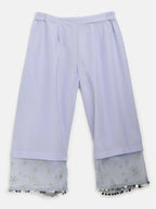 Ahalyaa Blue Crepe Silver Glitter Print Kids Kurta Palazzo Set With Dupatta For Girls