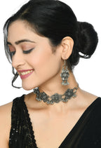 Mominos Fashion Johar Kamal Silver-Plated Brass Finish Floral Desgin Choker For Women - Distacart