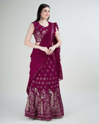 Pink Georgette Sequence Embroidered Lehenga Choli with Dupatta - Tanya