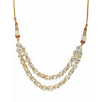 Double Layered Kundan and American Diamond Neckpiece (Gold) - Ruby Raang