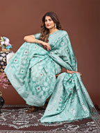 Shree Shyam Fashion Pankhuri Sea Green Linen Cotton Saree