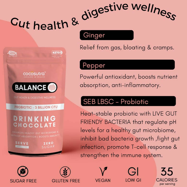 Cocosutra Lite - Balance- Sugar Free Drinking Chocolate Mix - Distacart