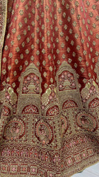 Jyoti Fashion Women's Scarlet Bridal Net Fancy Dori & Sequins Multi Thread Embroidered with Diamond Work Wedding Lehenga Choli