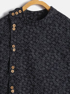 Manet Ethnic Full Sleeves Triangel Printed Shirt - Black