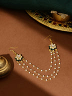 Ruby Raang Gold Green Meenakari & Pearl Hair Jewelry