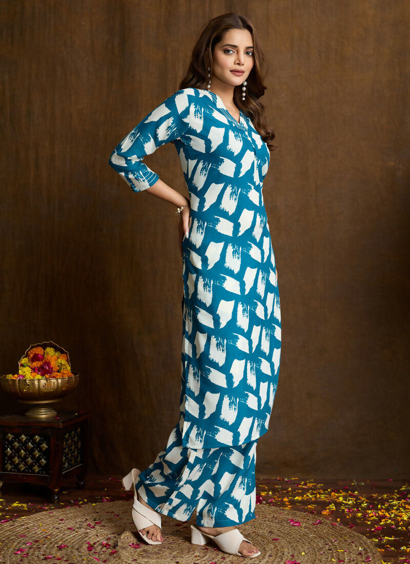 Prazu Fashion Rama Printed Cotton Blend Kurta Pant Set - Distacart