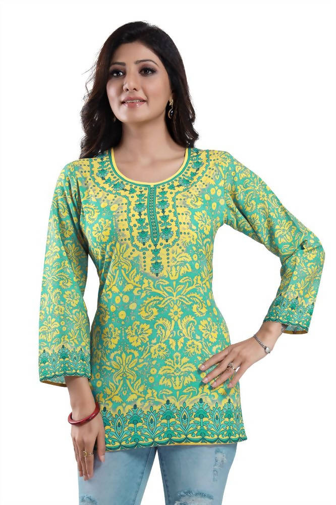 Snehal Creations Fabulous Lime Green Summer Cool Printed Tunic