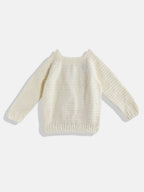 Chutput Kids Woollen Hand Knitted Full Sleeves Deer Detail Sweater For Baby Boys - Cream