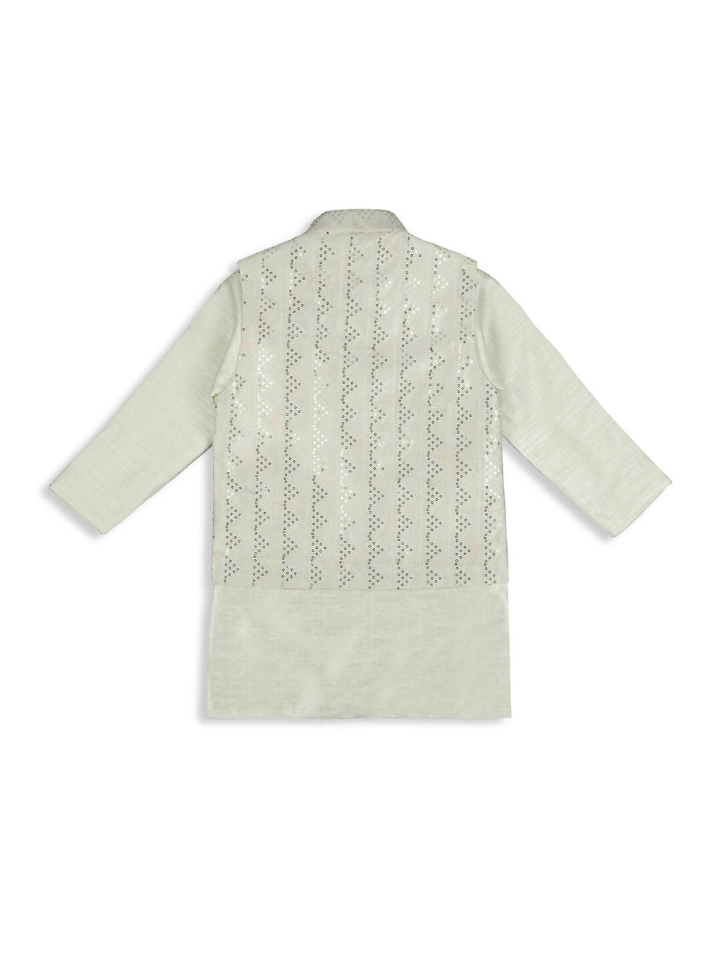 Joban Fashion Kids Island Elegance Sequence work Nehru Jacket Full Sleeves Kurta, Pyjama Set - Cream - Distacart