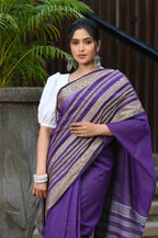 Beatitude Violet Cotton Handloom Saree