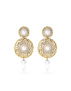 Gold-Plated Alloy Traditional Look Pearl Studded Earrings - The Pari - Distacart