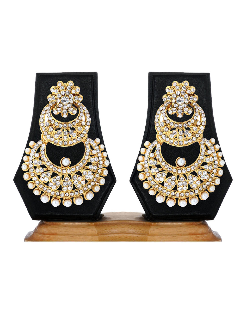 Gold-Plated Alloy Traditional Look Pearl Studded Earrings - The Pari - Distacart