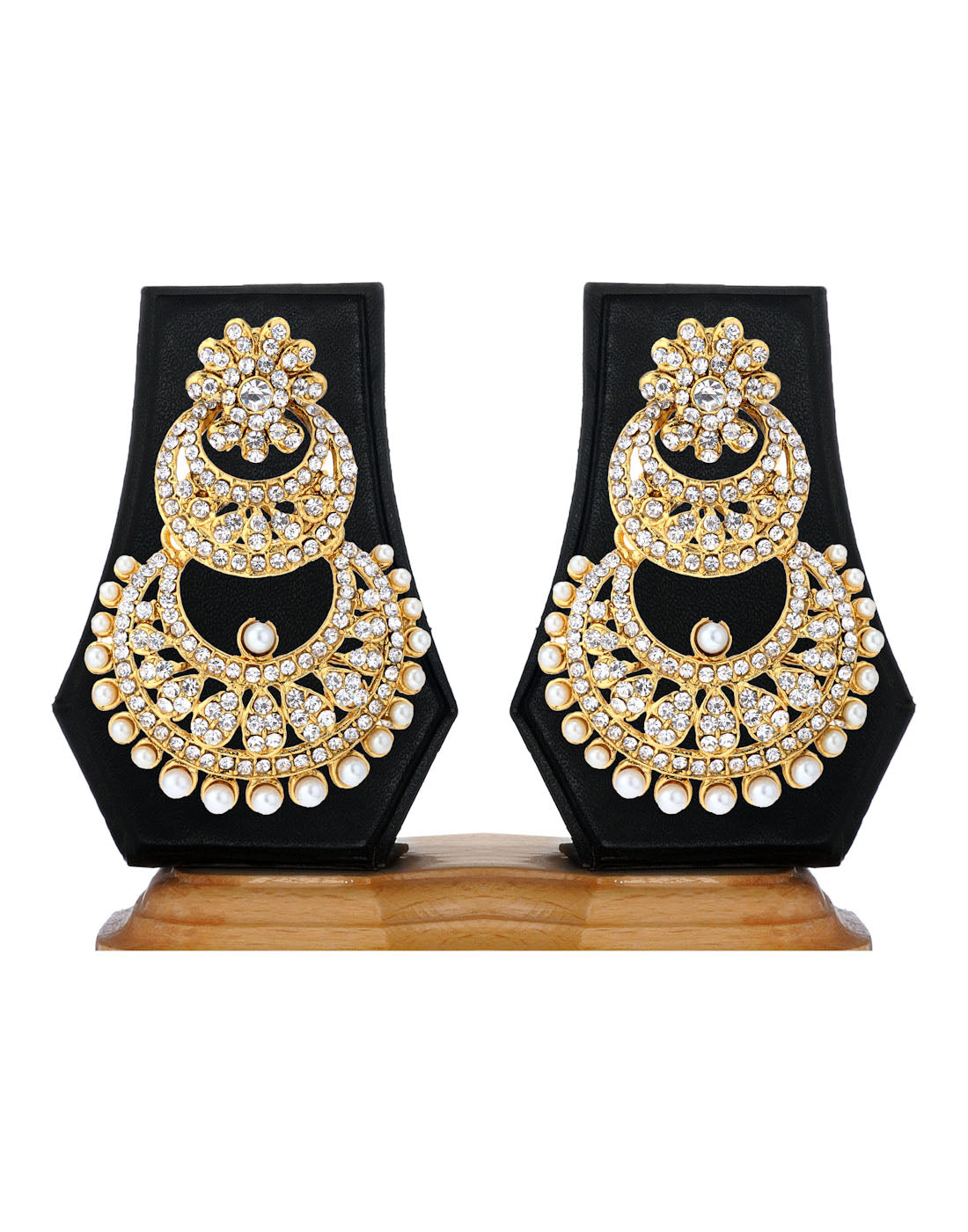 Gold-Plated Alloy Traditional Look Pearl Studded Earrings - The Pari - Distacart