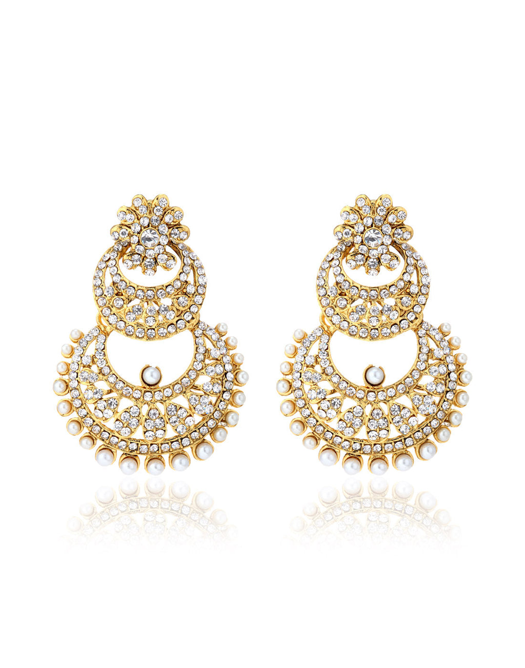 Gold-Plated Alloy Traditional Look Pearl Studded Earrings - The Pari - Distacart