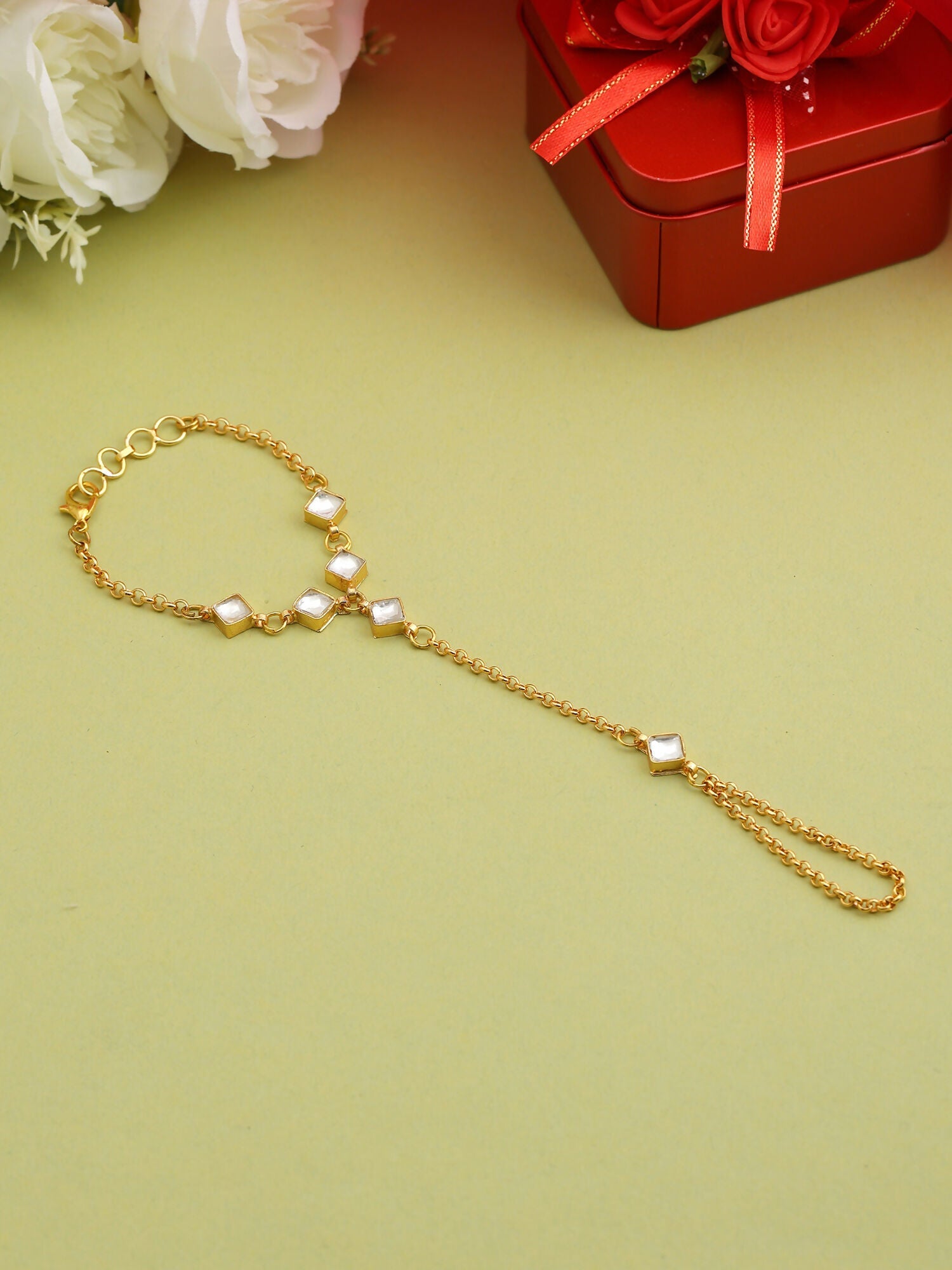 Ruby Raang Noor Minimal Gold Hand Chain - Distacart