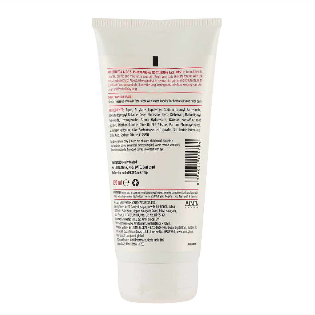 Ayouthveda Aloe & Ashwagandha Moiturizing Face Wash - Distacart
